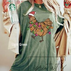 christmas chicken lights shirt, christmas chicken t-shirt, christmas outfit, cute christmas chicken, iprintasty christma