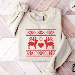 christmas reindeer family t-shirts, ugly sweater shirts, christmas shirts, santa matching sweater, christmas jumper gift