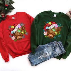 cow christmas lights ugly christmas sweater,christmas sweatshirt,funny heifers christmas shirt,cow holiday sweater cow l
