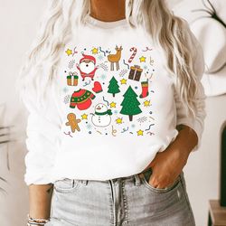 cute christmas elements, christmas sweatshirt, sweatshirt, gift idea, minimal christmas design, christmas gifts for her,