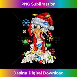 Christmas Chicken Santa Hat Tree Lights Xmas Funny Chicken Long Sl - Artisanal Sublimation PNG File - Striking & Memorable Impressions