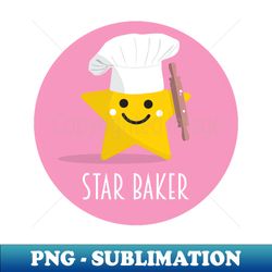 Cute Star Baker With Rolling Pin - Pink - Premium Sublimation Digital Download - Unleash Your Creativity