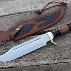 Custom Handmade D2 Steel hand forged hunting combat bowie knife handmade knife fathers day gift with leather cover, gift