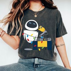 disney pixar walle and eve christmas light wrap shirt, disneyland christmas party matching gift, mickeys very merry chri