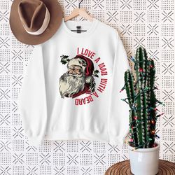 i love a man with a beard christmas sweatshirt,christmas shirt,santa sweatshirt, retro, vintage shirt, beard shirt, funn