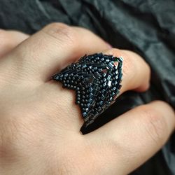 PDF tutorial beaded Triangle ring | Jewelry DIY | Weave beaded pattern | Beaded Arrow ring