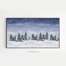 Samsung Frame TV Art Winter Snow Landscape Watercolor Christmas Snowfall Downloadable Digital Download Wall Art