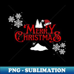 Merry Christmas Snowflakes Santa Hat Design - Modern Sublimation PNG File - Boost Your Success with this Inspirational PNG Download