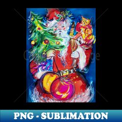 SANTA WITH CHRISTMAS TREE BALLONS AND GIFTS FOR CHILDREN - Trendy Sublimation Digital Download - Perfect for Sublimation Mastery