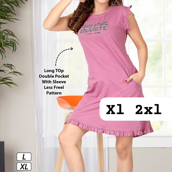 Long Top Double pocket With Sleeve less pink.jpeg