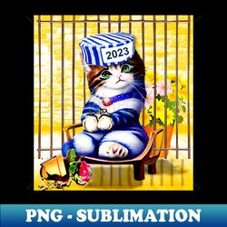 Cute and Funny Convict Kitty - Vintage Sublimation PNG Download - Perfect for Sublimation Art