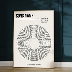 custom vinyl lyrics art print, wedding song dance poster, personalized lyrics poster, custom music poster, anniversary g