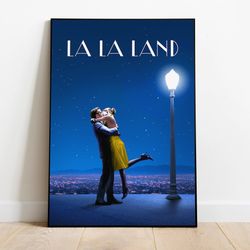 la la land 2016 poster, movie poster, romantic movie poster, la la land kiss scene poster, blue sky movie poster.jpg