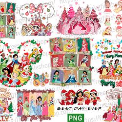 disney princess christmas png bundle, magic princesses png