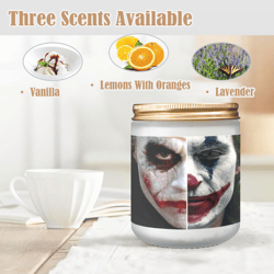 joker candle, soy wax, scented, frosted glass candle cup - large size