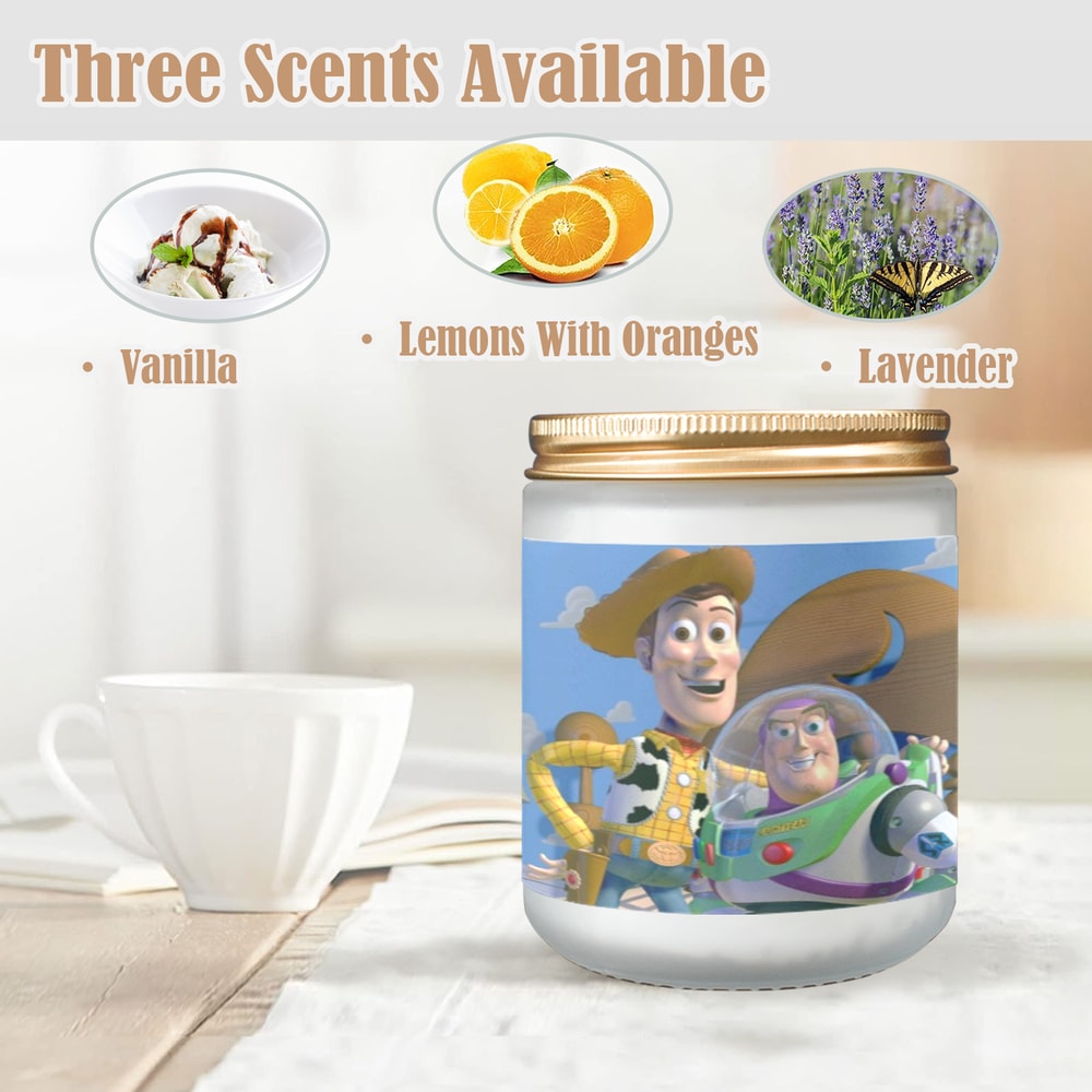 Toy Story Candle, Soy Wax, Scented, Frosted Glass Candle Cup - Large Size.png