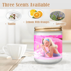 barbie movie inspired candle, soy wax, scented, frosted glass candle cup - large size