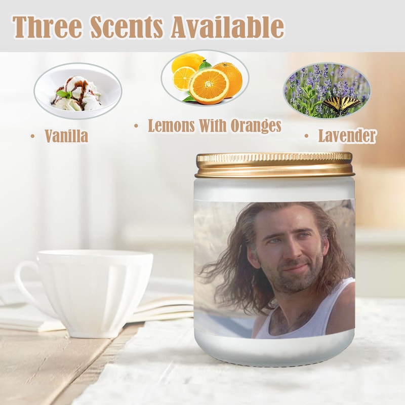 Nicolas Cage Candle, Soy Wax, Scented, Frosted Glass Candle Cup - Large Size.png