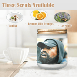 kanye candle, soy wax, scented, frosted glass candle cup - large size