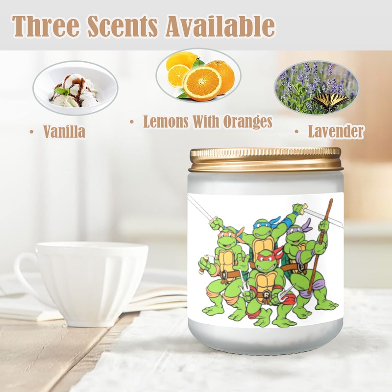 Ninja Turtle Candle, Soy Wax, Scented, Frosted Glass Candle Cup - Large Size.png