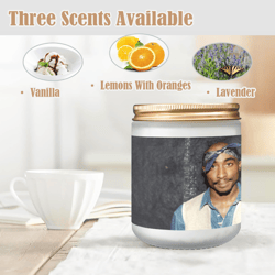 2pac candle, soy wax, scented, frosted glass candle cup - large size