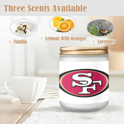 49ers candle, soy wax, scented, frosted glass candle cup - large size