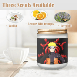 naruto candle, soy wax, scented, frosted glass candle cup - large size