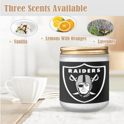 raiders candle, soy wax, scented, frosted glass candle cup - large size