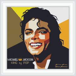 Cross stitch pattern music Michael Jackson King of Pop singer songwriter dancer musical portrait counted crossstitch PDF