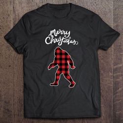 merry christmas plaid sasquatch shirt