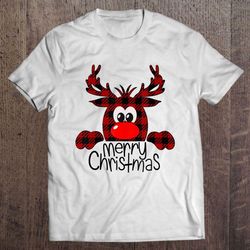 merry christmas plaid reindeer tshirt