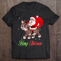 merry christmas santa claus riding a cat shirt