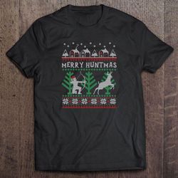 merry huntmas deer hunting christmas t-shirt