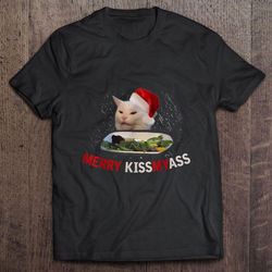 merry kissmyass smudge cat funny christmas tshirt