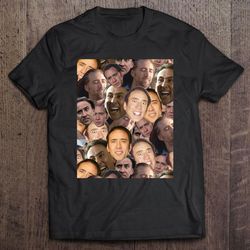 nicolas cage face collage graphic shirt