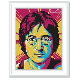 Cross stitch pattern music John Lennon The Beatles English singer songwriter musician musical portrait PDF