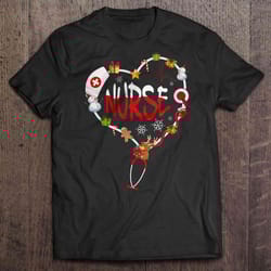nurse stethoscope heartbeat snowflakes christmas sweater tshirt