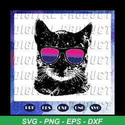 bisexual gay pride cat, lgbt sunglasses svg, cat svg, lgbt svg, bisexual svg, files for silhouette, files for cricut, jpg, svg, dxf, png instant download