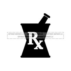 mortar and pestle rx drugs pharmacy doctor pharmacist vector .eps, .svg, .dxf .png vinyl cutter ready, t-shirt, cnc clipart graphic 1170
