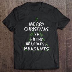 merry christmas ya filthy beardless peasants v-neck t-shirt