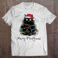 merry fluffmas black cat santa hat christmas gift top
