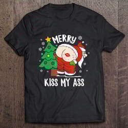 merry kiss my ass funny santa claus christmas gift tshirt