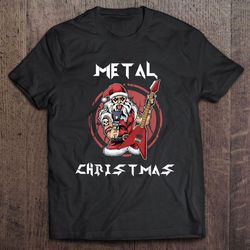 metal christmas metalhead santa rock horns death metal tshirt