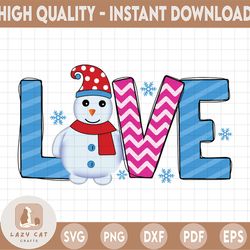 Love Snowman Snowflakes PNG, Christmas Xmas Winter Season Holiday Png Sublimation Digital Download