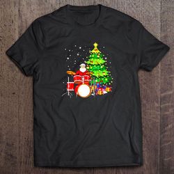 santa playing drums christmas tshirt