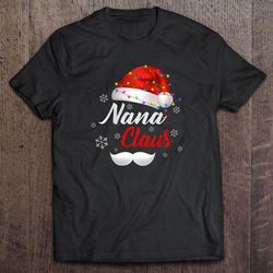 nana claus santa hat christmas lights shirt