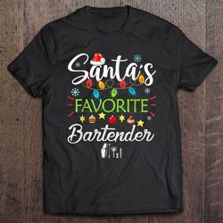 santas favorite bartender christmas ornament tee shirt