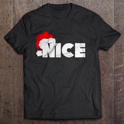 naughty or nice santa hat christmas sweater gift top