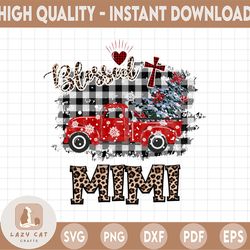 blessed mimi christmas truck, leopard, plaid png, winter holidays png, christmas png sublimation digital download