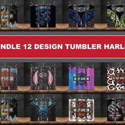 bundle 12 design tumbler harley, harley png, tumbler bundle design, sublimation tumbler bundle, 20oz skinny tumbler 03